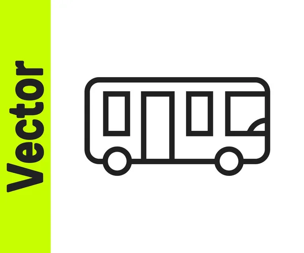 Schwarze Linie Flughafenbus Symbol Isoliert Auf Weißem Hintergrund Vektor — Stockvektor