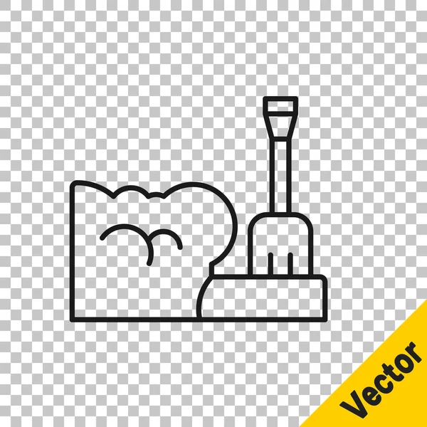 Zwarte Lijn Schop Sneeuwdrift Pictogram Geïsoleerd Transparante Achtergrond Vector — Stockvector