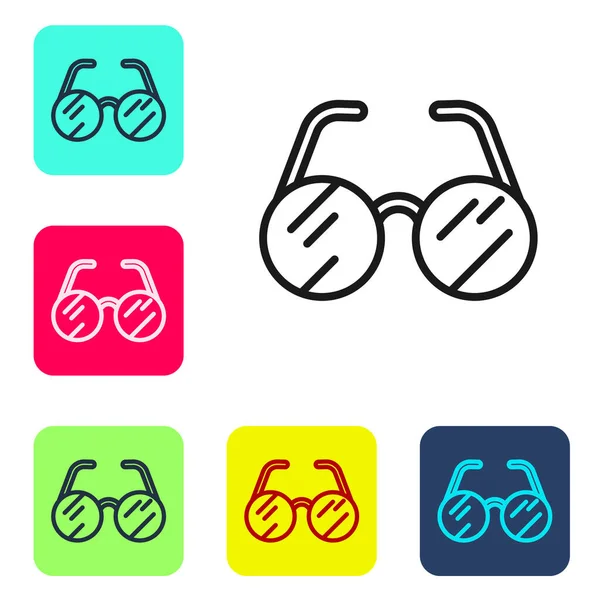 Black Line Eyeglasses Icon Isolated White Background Set Icons Color — Stock Vector