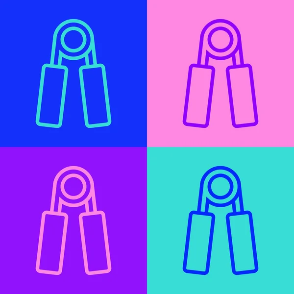 Pop art line Sport expander icon isolated on color background. Sport equipment. Vector. — Stock Illustration Pop Art Line Sport Expander Icon Isolated Color Background Sport Stock Illustration