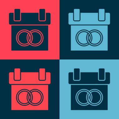 Pop Art Takvim simgesi renk arkaplanında izole edildi. Olay hatırlatma sembolü. Vektör.