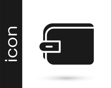 Beyaz arkaplanda siyah cüzdan simgesi izole edildi. Çanta ikonu. Nakit tasarruf sembolü. Vektör.