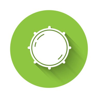 Beyaz düğme seviyesindeki teknoloji ayarları uzun gölgeli izole edilmiş. Ses tuşu, ses kontrolü, analog regülatör. Yeşil daire düğmesi. Vektör.