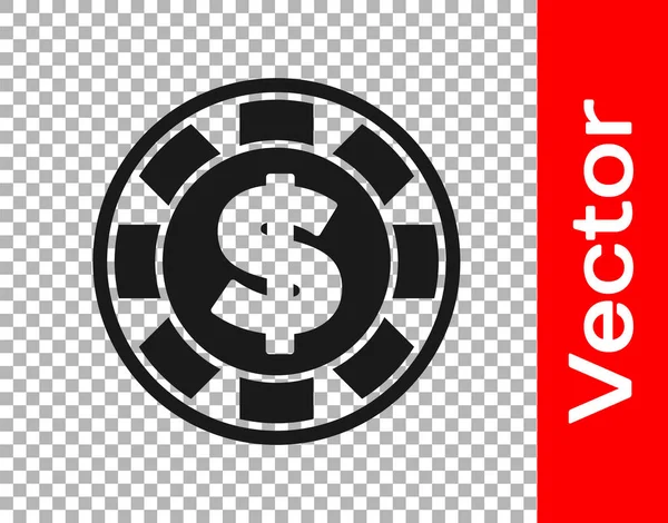 Black Casino Chip Con Símbolo Dólar Icono Aislado Sobre Fondo — Vector de stock