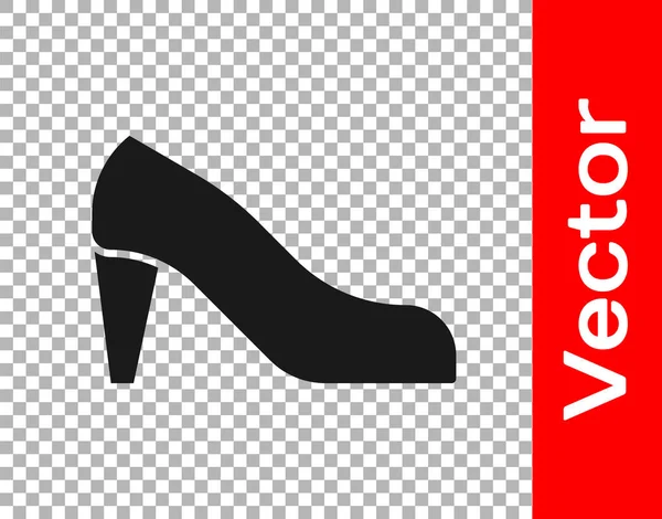 Zwarte Vrouw Schoen Met Hoge Hiel Pictogram Geïsoleerd Transparante Achtergrond — Stockvector