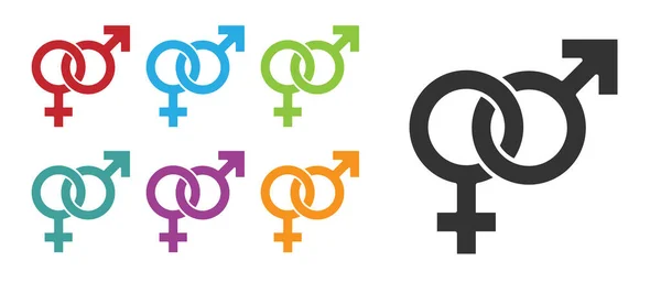 Black Gender Pictogram Geïsoleerd Witte Achtergrond Symbolen Van Mannen Vrouwen — Stockvector