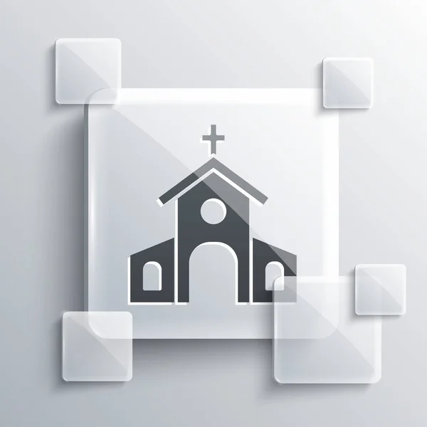 Grey Church Building Icon Isolated Grey Background Christian Church Religion — Stock Vector