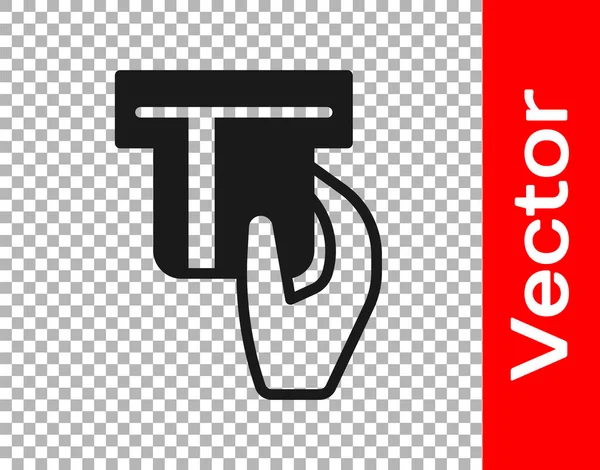 Schwarze Kreditkarte Kartenleser Symbol Isoliert Auf Transparentem Hintergrund Eingefügt Geldautomat — Stockvektor