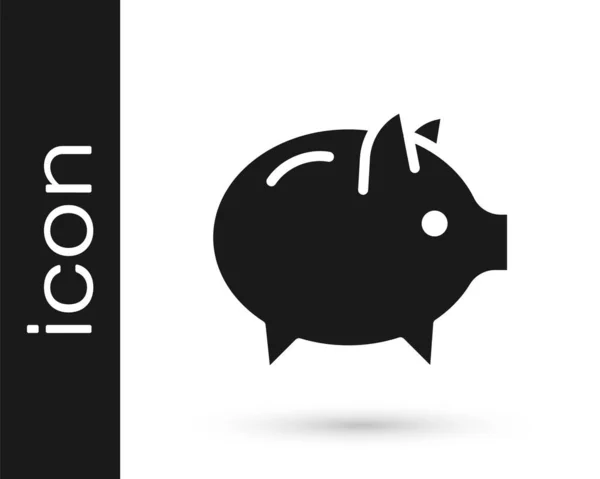 Icono Black Piggy Bank Aislado Sobre Fondo Blanco Icono Ahorro — Archivo Imágenes Vectoriales