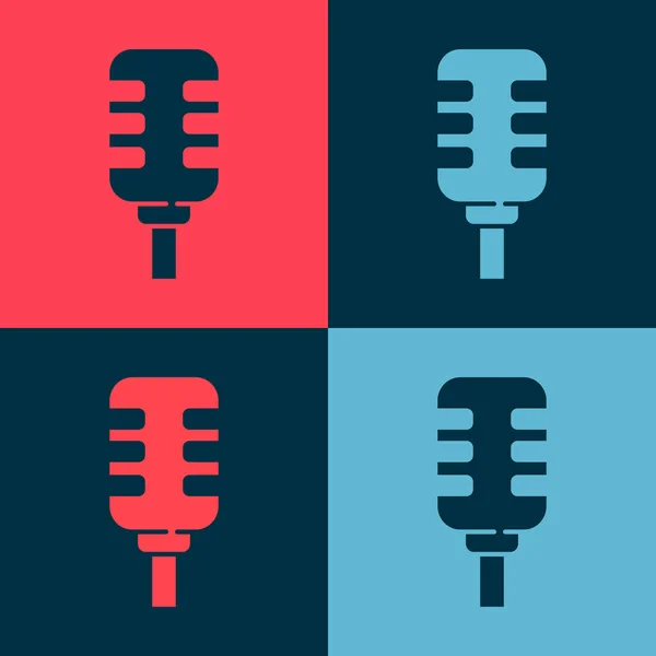 Pop Art Microphone Icon Isolated Color Background Air Radio Mic — Stock Vector