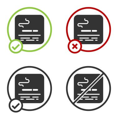 Beyaz arkaplanda siyah sigara içme alanı simgesi izole edildi. Çember düğmesi. Vektör.