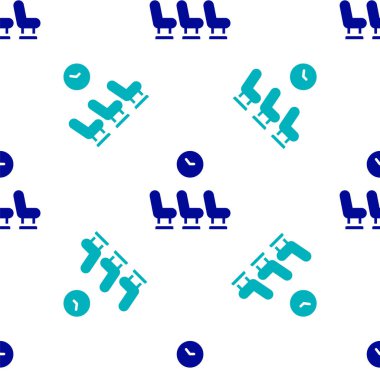 Mavi bekleme odası simgesi beyaz arkaplanda izole edilmiş kusursuz desen. Vektör.