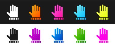 Siyah beyaz arkaplanda Noel eldiveni simgesini ayır. Vektör.