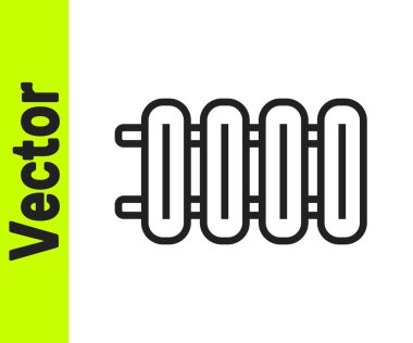 Siyah çizgi ısıtma radyatörü simgesi beyaz arkaplanda izole edildi. Vektör.