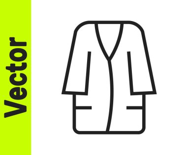 Siyah çizgi bornoz simgesi beyaz arkaplanda izole edildi. Vektör.