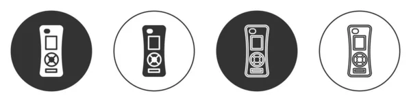 Icône Télécommande Noire Isolée Sur Fond Blanc Cercle Bouton Vecteur — Image vectorielle