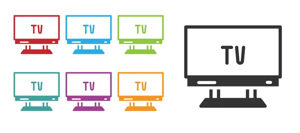 Icono Inteligente Negro Aislado Sobre Fondo Blanco Señal Televisión Establecer — Vector de stock