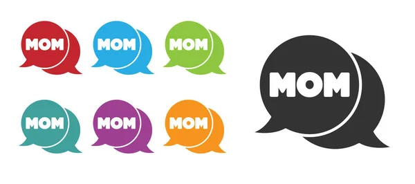 Black Speech Bubble Mom Icon Isolated White Background Happy Mothers — Stock Vector