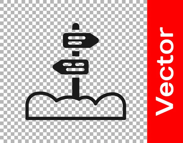 Черная Дорога Дорожный Знак Значок Signpost Изолирован Прозрачном Фоне Символ — стоковый вектор