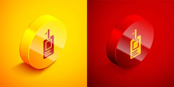 Isometric Identification Badge Icon Isolated Orange Red Background Can Used — Stock Vector
