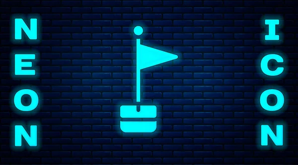 Leuchtende Neonfahne Ikone Isoliert Auf Backsteinwand Hintergrund Ortsmarkierungssymbol Vektor — Stockvektor