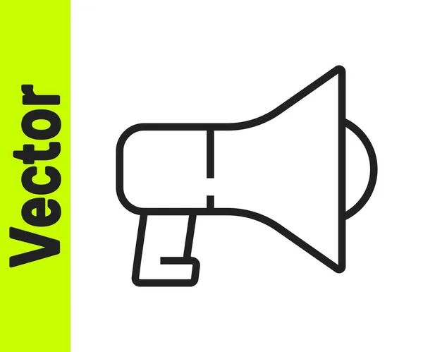Black Line Megaphone Icon Isolated White Background Speaker Sign Vector — Stock Vector