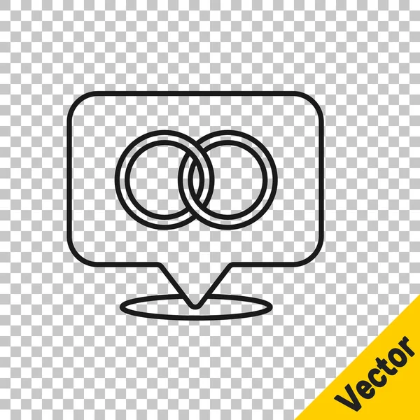 Schwarze Linie Hochzeitsringe Symbol Isoliert Auf Transparentem Hintergrund Schmuckschild Für — Stockvektor
