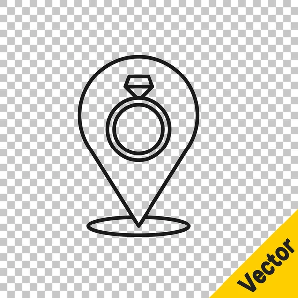 Schwarze Linie Hochzeitsringe Symbol Isoliert Auf Transparentem Hintergrund Schmuckschild Für — Stockvektor