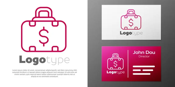 Logotype Line Briefcase Money Icon Isolated White Background Business Case — Stock Vector