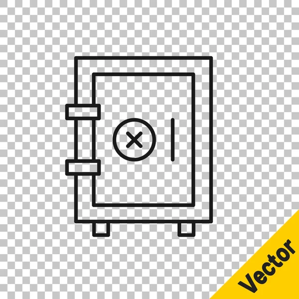 Línea Negra Icono Seguro Aislado Sobre Fondo Transparente Puerta Caja — Vector de stock