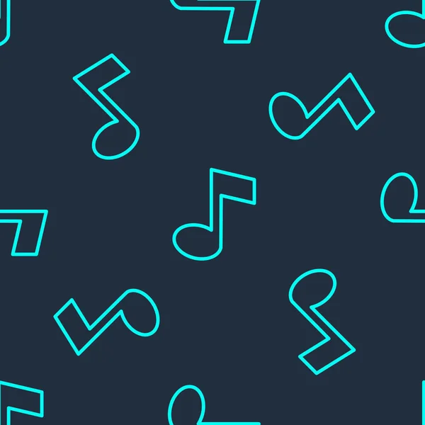 Зелена Лінія Записка Музики Піктограма Тону Ізольовані Безшовний Візерунок Синьому — стоковий вектор