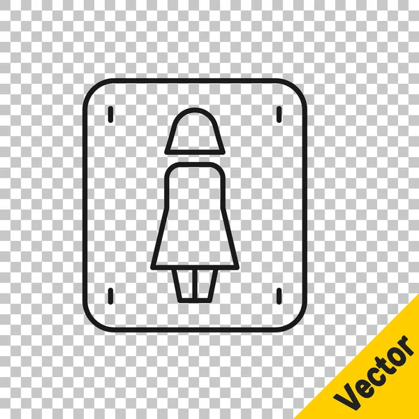 Schwarze Linie Weibliches Toilettensymbol Isoliert Auf Transparentem Hintergrund Schild Waschraum — Stockvektor