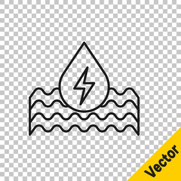 Black Line Water Energy Icon Isolated Transparent Background Ecology Concept — Stock Vector
