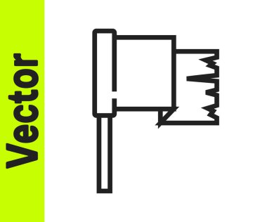 Beyaz arkaplanda siyah çizgi korsan bayrağı simgesi izole edildi. Vektör.