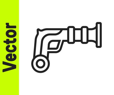 Siyah çizgi Vintage tabanca simgesi beyaz arkaplanda izole edildi. Eski bir silah. Vektör.