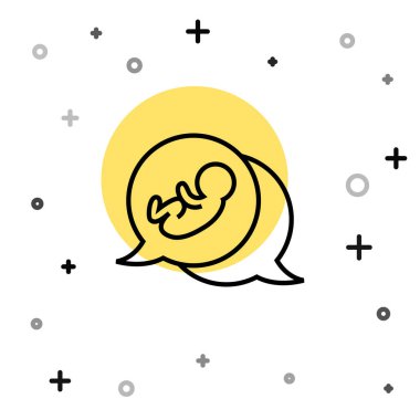 Siyah çizgi bebek simgesi beyaz arkaplanda izole edildi. Rastgele dinamik şekiller. Vektör.