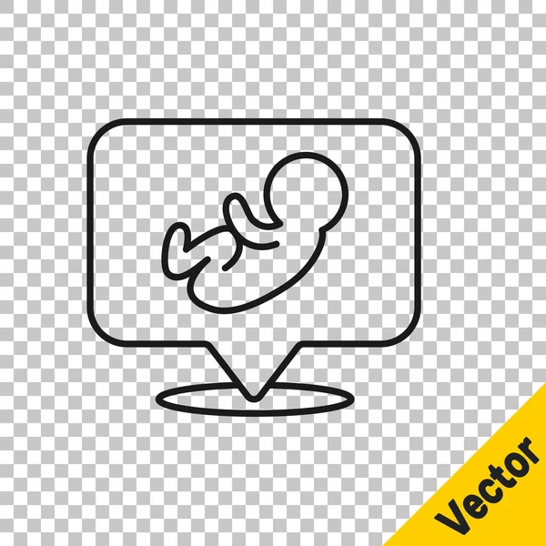 Línea Negra Icono Bebé Aislado Sobre Fondo Transparente Vector — Vector de stock