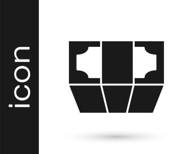 Grey Stacks kağıt para ikonu beyaz arka planda izole. Para desteleri. Para birimi. Vektör İllüstrasyonu.