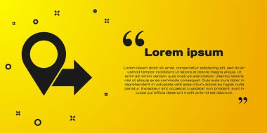 Siyah Harita iğne simgesi sarı arkaplanda izole edildi. Navigasyon, işaret, konum, harita, GPS, yön, yer, pusula, arama konsepti. Vektör İllüstrasyonu.