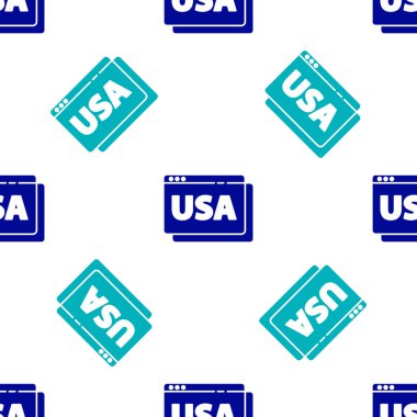 Tarayıcı simgesindeki Mavi Amerika Birleşik Devletleri beyaz arkaplandaki kusursuz şablonu izole etti. Vektör.