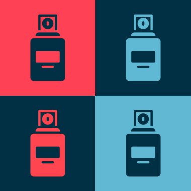 Pop Art Parfüm ikonu renk arkaplanında izole edilmiş. Vektör.