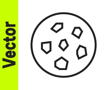 Beyaz arka planda izole edilmiş siyah çizgi Cookie veya çikolata ikonlu bisküvi. Vektör İllüstrasyonu.