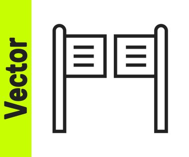 Siyah çizgi Beyaz arka planda izole edilmiş eski batı salıncak salonu ikonu. Vektör İllüstrasyonu.