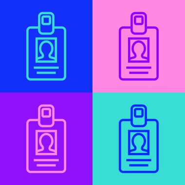 Pop sanat çizgisi kimlik tanımlama simgesi renk arkaplanında izole edildi. Sunum için, şirketin kimliği için, reklam için kullanılabilir. Vektör İllüstrasyonu.