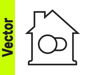 Siyah çizgi Akıllı ev simgesi beyaz arkaplanda izole edildi. Uzaktan kumanda. Vektör.