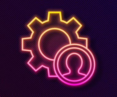 Parlayan neon hattı kafa avlama ikonu siyah arka planda izole edildi. İş hedefi ya da İstihdam tabelası. İş için insan kaynakları ve adam toplama. Vektör.