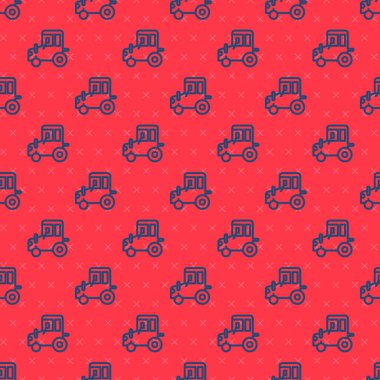 Mavi çizgi çekici simgesi kırmızı arkaplanda izole edilmiş. Vektör.