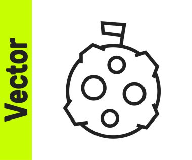 Beyaz arkaplanda siyah çizgi ay ve bayrak simgesi var. Vektör.