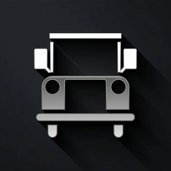 Icono Silver School Bus Aislado Sobre Fondo Negro Símbolo Transporte — Vector de stock