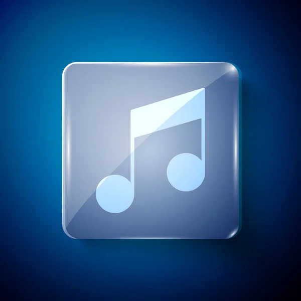 Weiße Musiknote Tonsymbole Isoliert Auf Blauem Hintergrund Quadratische Glasscheiben Vektorillustration — Stockvektor